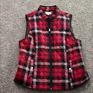 Croft & Barrow Red and Black Quilted Plaid Vest